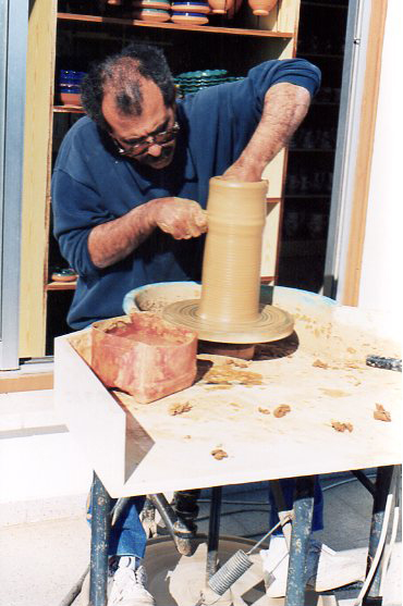 Potter's wheel at the Askott pottery workshop in Paralimni, Cyprus
